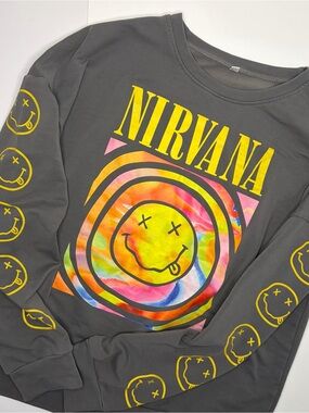 Nirvana Graphic Sweatshirt - Grey Tie-Dye Brand Unknown Size M